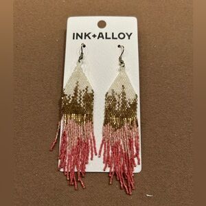 INK+ALLOY Pink and Gold Fringe EarringsNWT